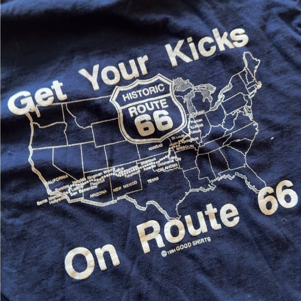 Vintage Blue Single Stitch Route 66 Graphic T-Shirt